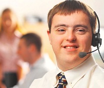 young man working in call centre